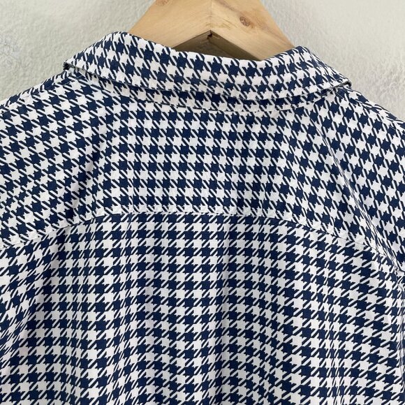 Lands End Womens 18P No Iron Supima Button Up Shirt Houndstooth Long Sleeve Top - Picture 10 of 10